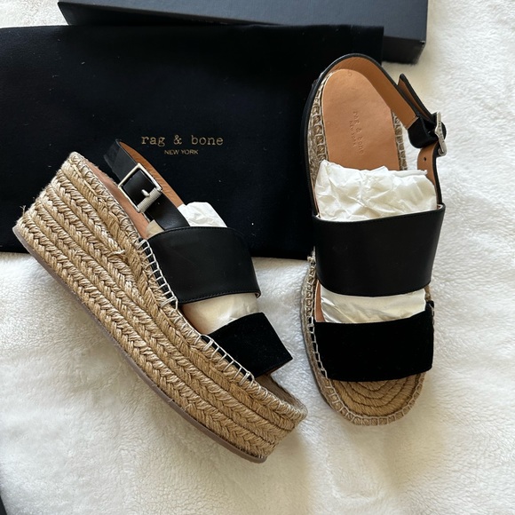 Rag & Bone - Edie Wedge Sandal - Size 39 - BLK - Picture 1 of 9